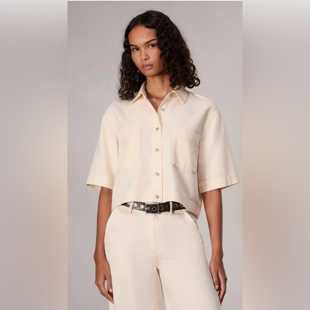 Rag & Bone Ultra Featherweight Lenna Shirt Ecru - Large